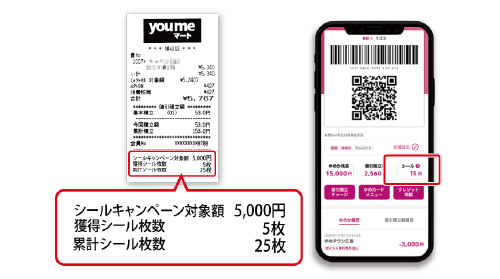 シールを貯めるイメージ