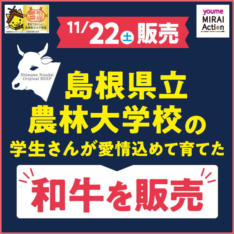 11月22日（土曜日）販売　島根県立農林大学校の学生さんが愛情込めて育てた和牛を販売