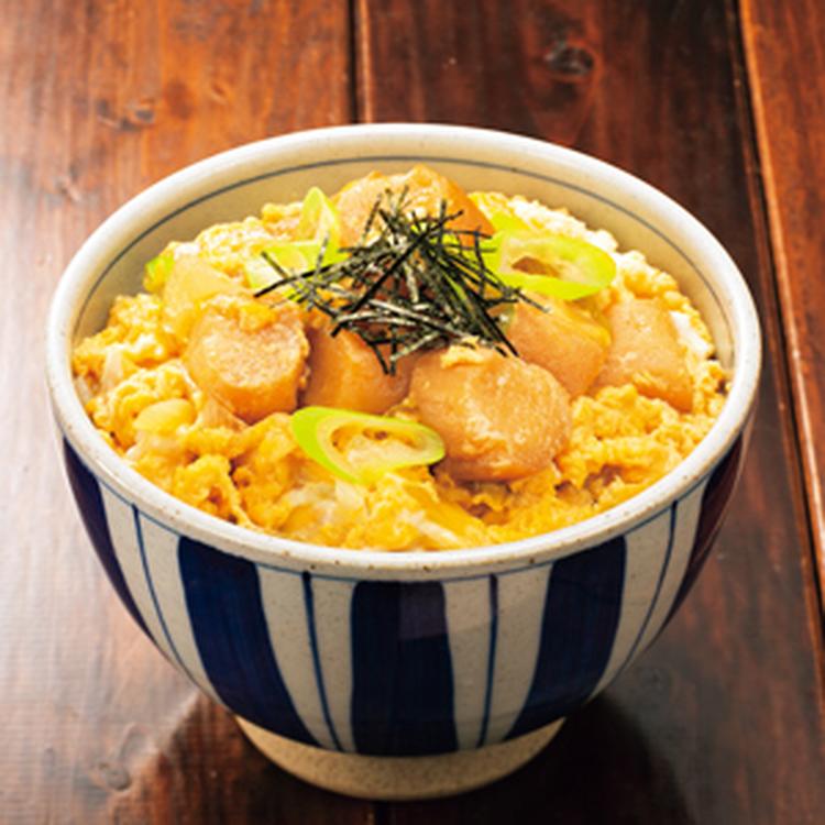 お麩と白ねぎの卵とじ丼