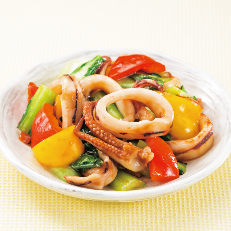イカとチンゲン菜のオイスター炒め
