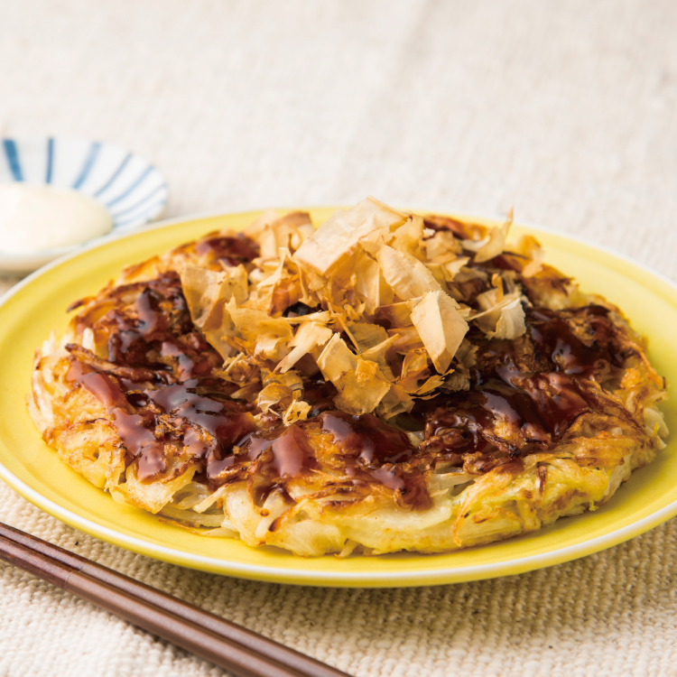 もやしたっぷり春野菜のお好み焼き